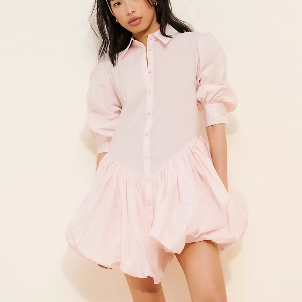 Selkie The Ballerina Business Dress XS Pink Puff Sleeve Bubble Hem